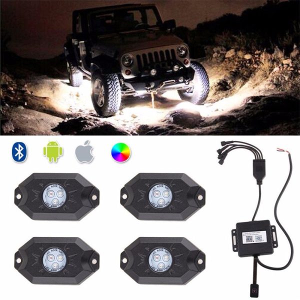 Waterproof Wireless bluetooth Music LED RGB Off-road Rock Light Accent Car SUV Truck Rc Parts For Discount